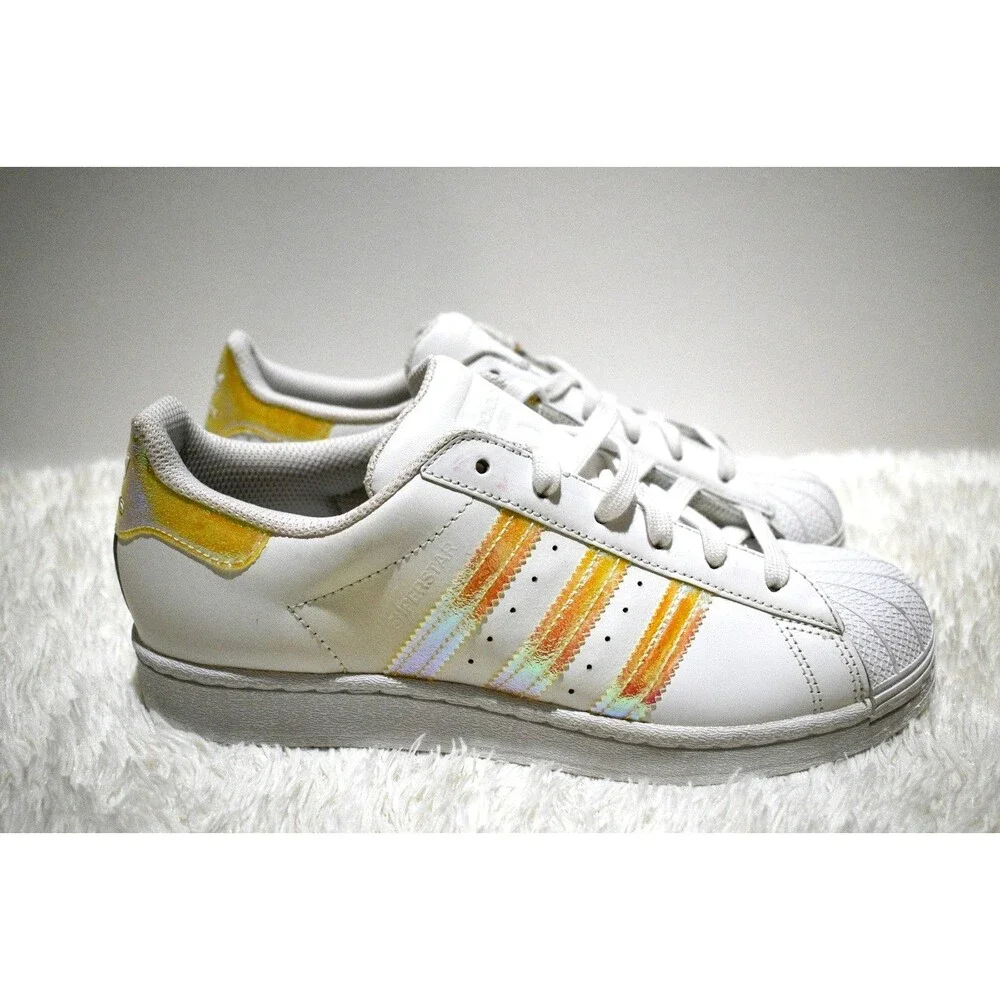 Adidas Superstar Iridescent Leather Shell Toe Sneakers Women's Size 8.5 UK 6